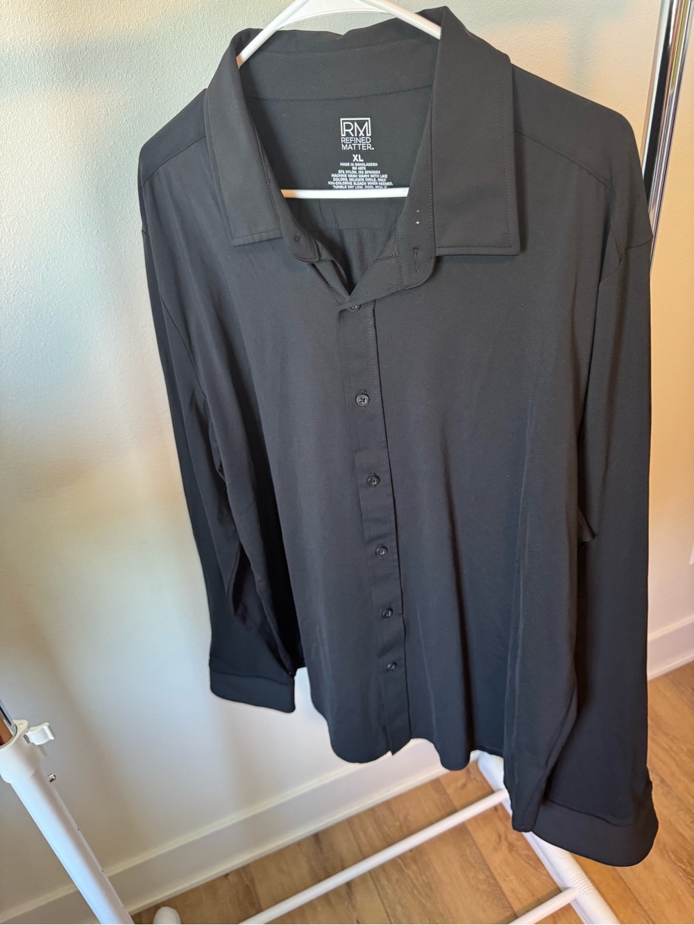 Refined Matter men's black long-sleeve polo casual button-down shirt XL